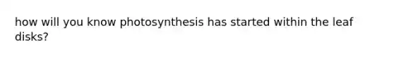 how will you know photosynthesis has started within the leaf disks?