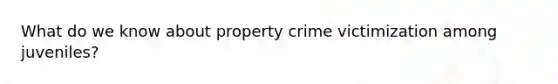 What do we know about property crime victimization among juveniles?