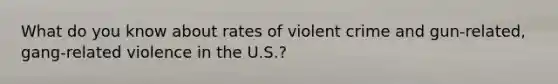 What do you know about rates of violent crime and gun-related, gang-related violence in the U.S.?