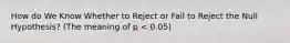 How do We Know Whether to Reject or Fail to Reject the Null Hypothesis? (The meaning of p < 0.05)