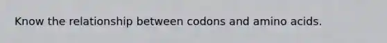 Know the relationship between codons and amino acids.