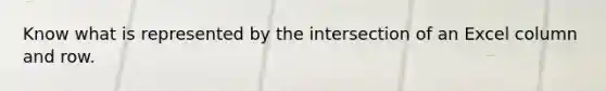 Know what is represented by the intersection of an Excel column and row.