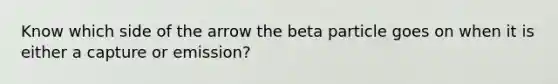 Know which side of the arrow the beta particle goes on when it is either a capture or emission?