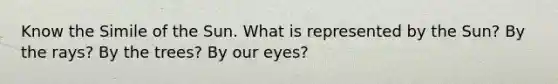 Know the Simile of the Sun. What is represented by the Sun? By the rays? By the trees? By our eyes?