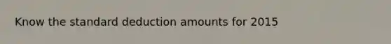 Know the standard deduction amounts for 2015
