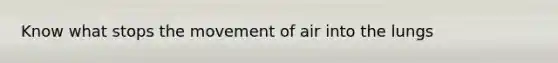 Know what stops the movement of air into the lungs