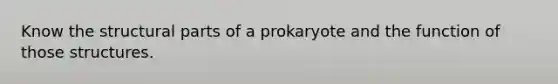 Know the structural parts of a prokaryote and the function of those structures.