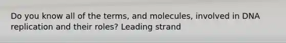 Do you know all of the terms, and molecules, involved in DNA replication and their roles? Leading strand