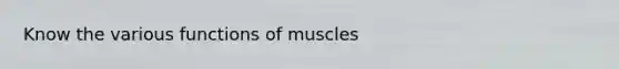 Know the various functions of muscles