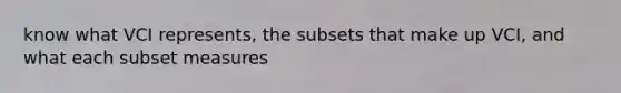 know what VCI represents, the subsets that make up VCI, and what each subset measures