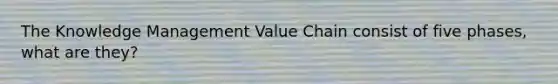 The Knowledge Management Value Chain consist of five phases, what are they?