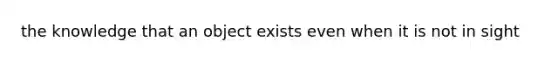 the knowledge that an object exists even when it is not in sight