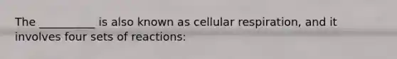 The __________ is also known as cellular respiration, and it involves four sets of reactions: