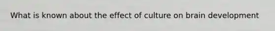 What is known about the effect of culture on brain development