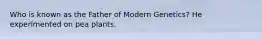 Who is known as the Father of Modern Genetics? He experimented on pea plants.