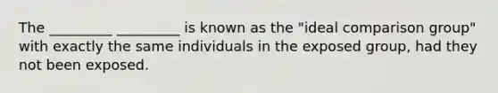 The _________ _________ is known as the "ideal comparison group" with exactly the same individuals in the exposed group, had they not been exposed.