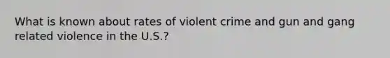 What is known about rates of violent crime and gun and gang related violence in the U.S.?