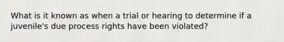 What is it known as when a trial or hearing to determine if a juvenile's due process rights have been violated?