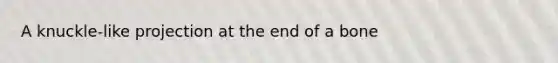 A knuckle-like projection at the end of a bone