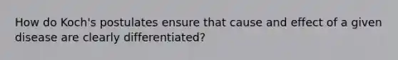 How do Koch's postulates ensure that cause and effect of a given disease are clearly differentiated?