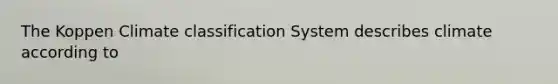 The Koppen Climate classification System describes climate according to