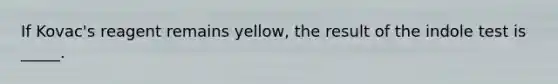 If Kovac's reagent remains yellow, the result of the indole test is _____.