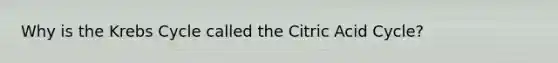 Why is the Krebs Cycle called the Citric Acid Cycle?