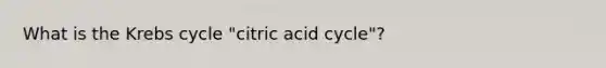 What is the Krebs cycle "citric acid cycle"?