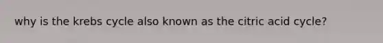 why is the krebs cycle also known as the citric acid cycle?