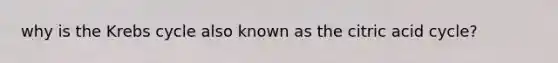 why is the Krebs cycle also known as the citric acid cycle?