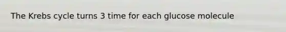 The Krebs cycle turns 3 time for each glucose molecule