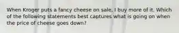 When Kroger puts a fancy cheese on sale, I buy more of it. Which of the following statements best captures what is going on when the price of cheese goes down?