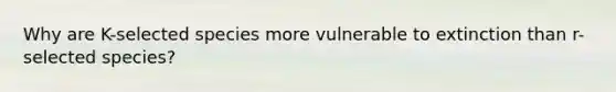Why are K-selected species more vulnerable to extinction than r-selected species?