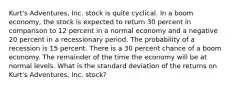 Kurt's Adventures, Inc. stock is quite cyclical. In a boom economy, the stock is expected to return 30 percent in comparison to 12 percent in a normal economy and a negative 20 percent in a recessionary period. The probability of a recession is 15 percent. There is a 30 percent chance of a boom economy. The remainder of the time the economy will be at normal levels. What is the standard deviation of the returns on Kurt's Adventures, Inc. stock?