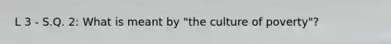 L 3 - S.Q. 2: What is meant by "the culture of poverty"?