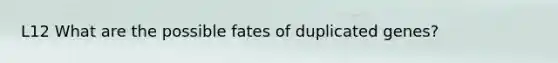 L12 What are the possible fates of duplicated genes?