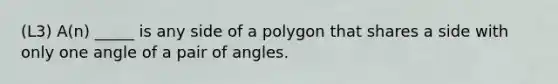 (L3) A(n) _____ is any side of a polygon that shares a side with only one angle of a pair of angles.