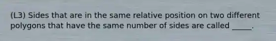 (L3) Sides that are in the same relative position on two different polygons that have the same number of sides are called _____.