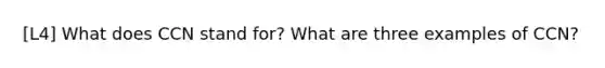 [L4] What does CCN stand for? What are three examples of CCN?