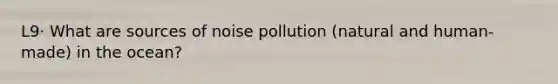 L9· What are sources of noise pollution (natural and human-made) in the ocean?