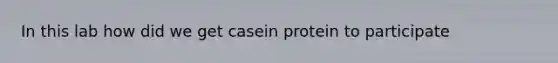 In this lab how did we get casein protein to participate