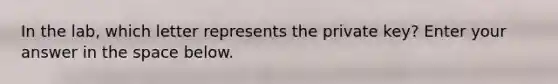 In the lab, which letter represents the private key? Enter your answer in the space below.