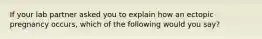 If your lab partner asked you to explain how an ectopic pregnancy occurs, which of the following would you say?