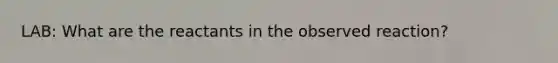 LAB: What are the reactants in the observed reaction?