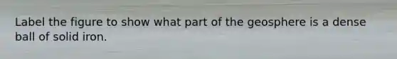 Label the figure to show what part of the geosphere is a dense ball of solid iron.