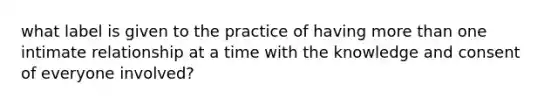 what label is given to the practice of having more than one intimate relationship at a time with the knowledge and consent of everyone involved?