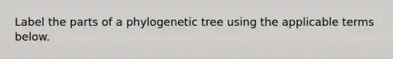 Label the parts of a phylogenetic tree using the applicable terms below.