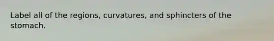 Label all of the regions, curvatures, and sphincters of <a href='https://www.questionai.com/knowledge/kLccSGjkt8-the-stomach' class='anchor-knowledge'>the stomach</a>.