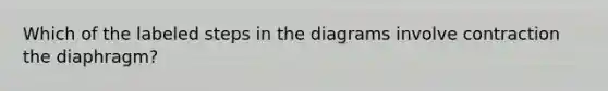 Which of the labeled steps in the diagrams involve contraction the diaphragm?