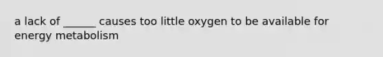 a lack of ______ causes too little oxygen to be available for energy metabolism